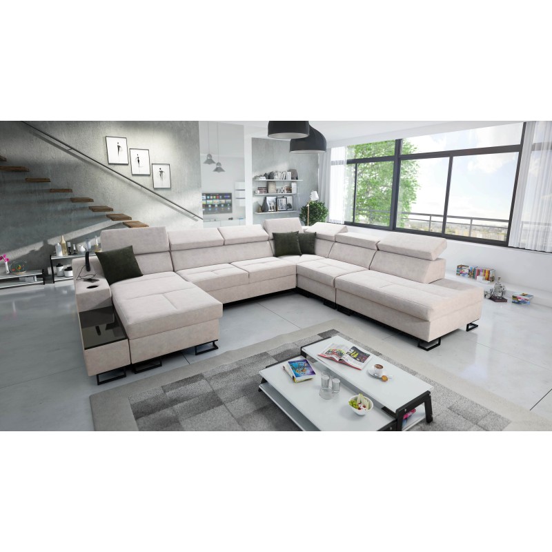 U-shaped Avanti X corner sofa with a sleeping function and USB lamp | Velvet, Whisper 16