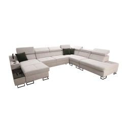 U-förmiges Sofa Avanti X mit Schlaffunktion und USB-Lampe | Velours, Whisper 3 + Ökoleder U-förmiges Sofa Avanti X mit Schlaffunktion und USB-Lampe | Velours, Whisper 3 + Ökoleder