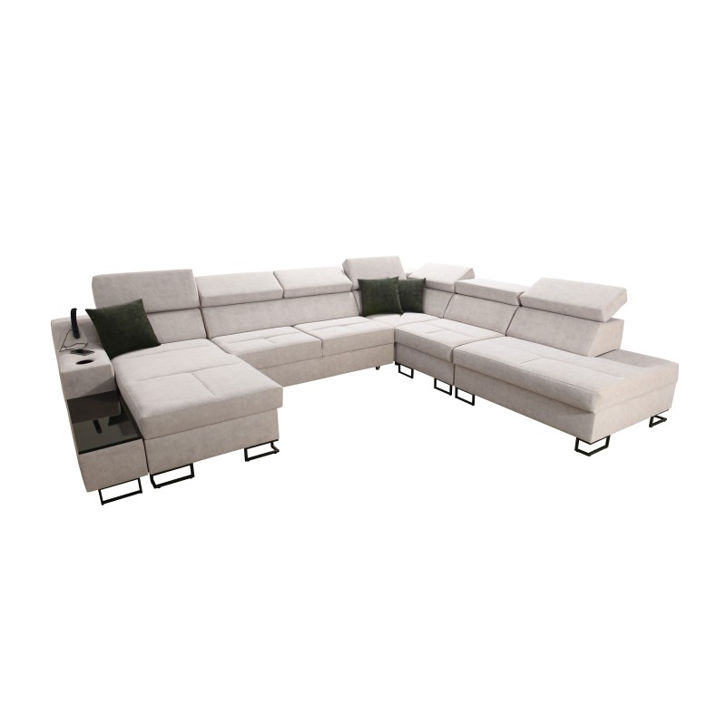 U-förmiges Sofa Avanti X mit Schlaffunktion und USB-Lampe | Velours, Whisper 3 + Ökoleder U-förmiges Sofa Avanti X mit Schlaffunktion und USB-Lampe | Velours, Whisper 3 + Ökoleder