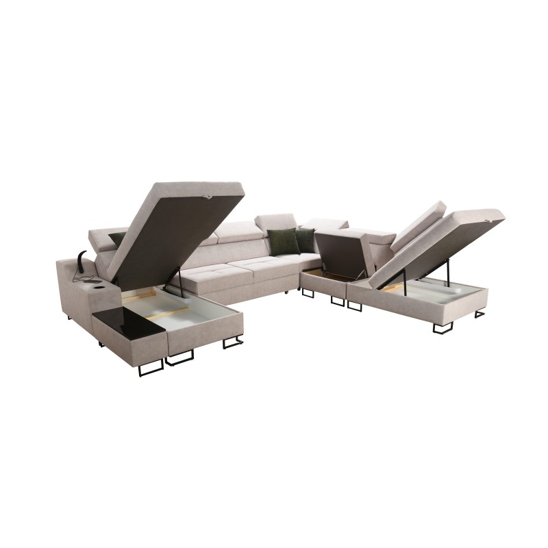 U-förmiges Sofa Avanti X mit Schlaffunktion und USB-Lampe | Velours, Whisper 3 + Ökoleder U-förmiges Sofa Avanti X mit Schlaffunktion und USB-Lampe | Velours, Whisper 3 + Ökoleder