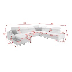U-förmiges Ecksofa Avanti X mit Schlaffunktion und USB-Lampe | Samt, Whisper 5 + Kunstleder U-förmiges Ecksofa Avanti X mit Schlaffunktion und USB-Lampe | Samt, Whisper 5 + Kunstleder