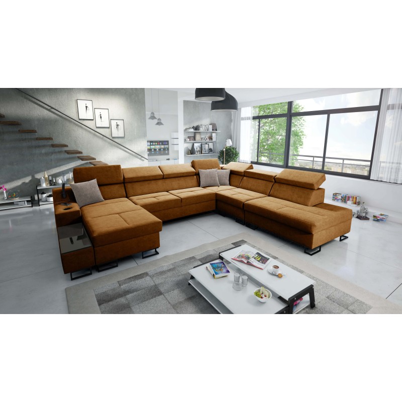 U-förmiges Sofa Avanti X mit Schlaffunktion und USB-Lampe | Velours, Whisper 9 U-förmiges Sofa Avanti X mit Schlaffunktion und USB-Lampe | Velours, Whisper 9
