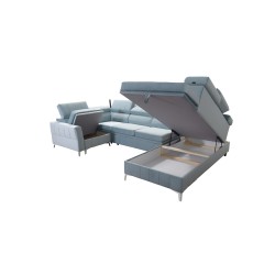 Modena V corner sofa with sleeping function and bedding storage - Velvet, Amor velvet 4303 Modena V corner sofa with sleeping function and bedding storage - Velvet, Amor velvet 4303