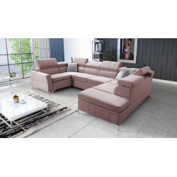Ecksofa Modena V mit Schlaffunktion und Bettkasten - Samt, Amor Samt 4308
