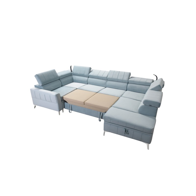 Modena V corner sofa with a sleeping function and bedding storage - Velvet, Amor velvet 4308 Modena V corner sofa with a sleeping function and bedding storage - Velvet, Amor velvet 4308