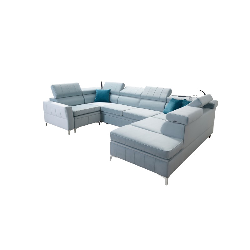 Modena V corner sofa with a sleeping function and bedding storage - Velvet, Amor velvet 4308 Modena V corner sofa with a sleeping function and bedding storage - Velvet, Amor velvet 4308