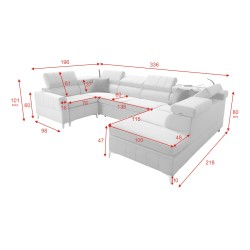 Modena V corner sofa with a sleeping function and bedding storage - Velvet, Amor velvet 4308 Modena V corner sofa with a sleeping function and bedding storage - Velvet, Amor velvet 4308