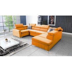 Modena V Ecksofa mit Schlaffunktion und Bettkasten - Samt, Amor Samt 4309