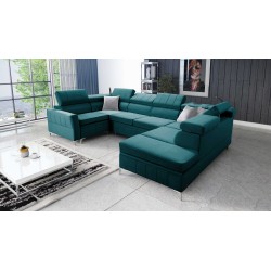 Modena V Ecksofa mit Schlaffunktion und Bettkasten - Samt, Amor Samt 4312