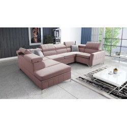 Ecksofa Modena V mit Schlaffunktion und Bettkasten - Samt, Amor Samt 4308