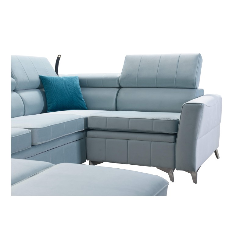 Modena V corner sofa with a sleeping function and bedding storage - Velvet, Amor velvet 4308 Modena V corner sofa with a sleeping function and bedding storage - Velvet, Amor velvet 4308