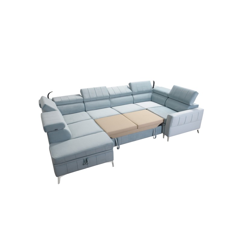 Modena V corner sofa with a sleeping function and bedding storage - Velvet, Amor velvet 4308 Modena V corner sofa with a sleeping function and bedding storage - Velvet, Amor velvet 4308