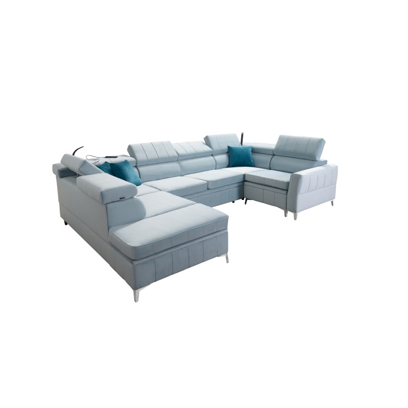 Modena V corner sofa with a sleeping function and bedding storage - Velvet, Amor velvet 4308 Modena V corner sofa with a sleeping function and bedding storage - Velvet, Amor velvet 4308