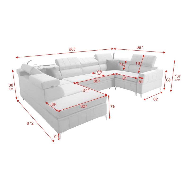 Modena V corner sofa with a sleeping function and bedding storage - Velvet, Amor velvet 4308 Modena V corner sofa with a sleeping function and bedding storage - Velvet, Amor velvet 4308
