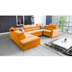 Modena V Ecksofa mit Schlaffunktion und Bettkasten - Samt, Amor Samt 4309