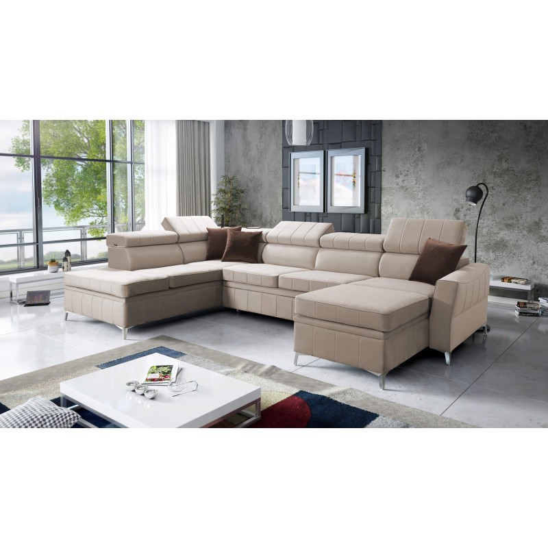 Modena VI Corner Sofa with Sleeping Function – Elegance and Functionality in Velvet Fabric, Amor Velvet 4303