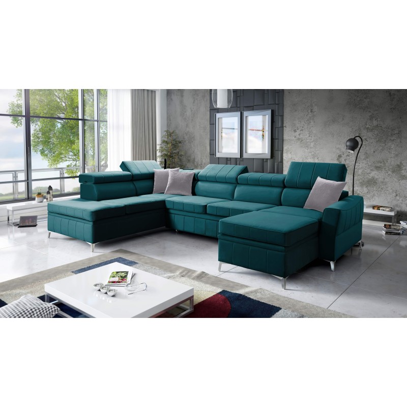 Modena VI corner sofa with sleeping function – elegance and functionality in Velvet fabric, Amor velvet 4312