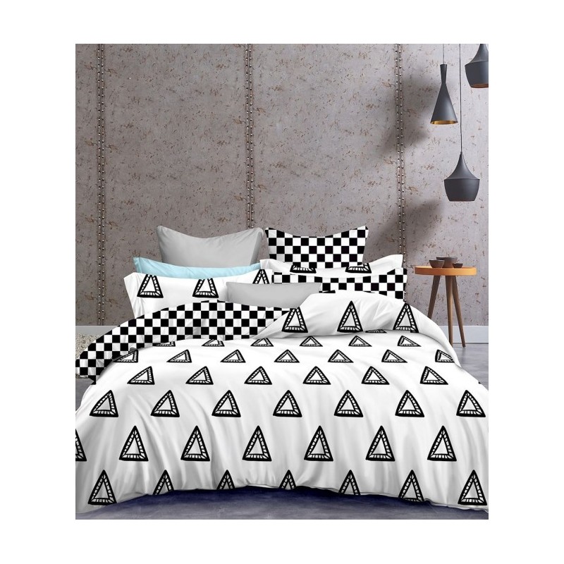 Frankhauer Ropa de cama BLANCO-NEGRO 100% microfibra