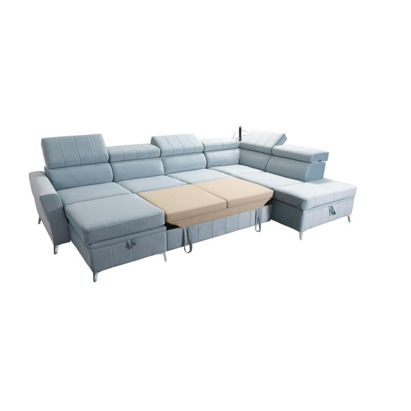 Narożnik Modena VI z funkcją spania – elegancja i funkcjonalność w tkaninie Velvet, Amor velvet 4309 Narożnik Modena VI z funkcją spania – elegancja i funkcjonalność w tkaninie Velvet, Amor velvet 4309