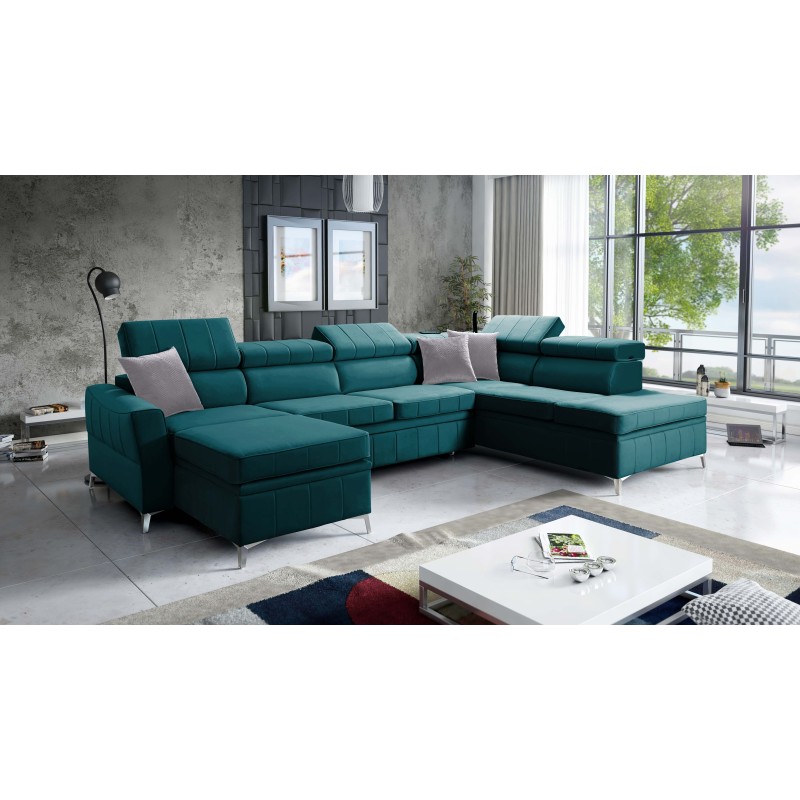 Narożnik Modena VI z funkcją spania – elegancja i funkcjonalność w tkaninie Velvet, Amor velvet 4312 Narożnik Modena VI z funkcją spania – elegancja i funkcjonalność w tkaninie Velvet, Amor velvet 4312