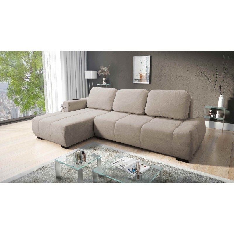 Oscar corner sofa with sleeping function and USB port – Comfort and style in your living room