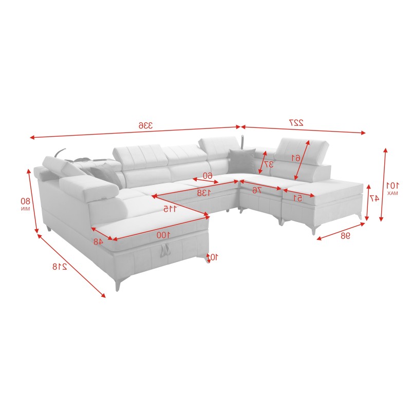 Modena VIII corner sofa with sleeping function Velvet, Amor velvet 4309 - elegance and functionality in one Modena VIII corner sofa with sleeping function Velvet, Amor velvet 4309 - elegance and functionality in one