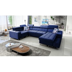 Fusion IV corner sofa with quilted seat, sleeping function, and USB port | Velvet | Hydrophobic, Magic Velvet 2216