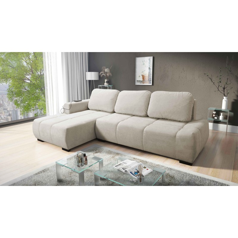Oscar corner sofa with sleeping function and USB port – Comfort and style in your living room