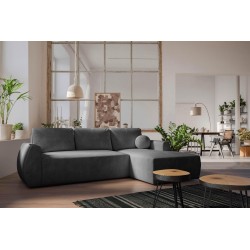Ecksofa Nilo mit Schlaffunktion und USB-Anschluss in Veloursstoff, Wave 16 - Komfort und Stil in einem