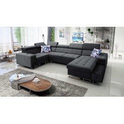 Fusion IV Corner Sofa with Quilted Seat, Sleeping Function, and USB Port | Velvet | Hydrophobic, Magic Velvet 2219