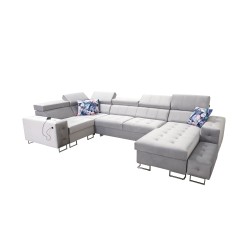 Fusion IV corner sofa with quilted seat, sleeping function, and USB port | Velvet | Hydrophobic, Magic Velvet 2282