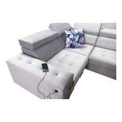 Fusion IV corner sofa with quilted seat, sleeping function, and USB port | Velvet | Hydrophobic, Magic Velvet 2282
