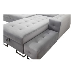 Fusion IV corner sofa with quilted seat, sleeping function, and USB port | Velvet | Hydrophobic, Magic Velvet 2282