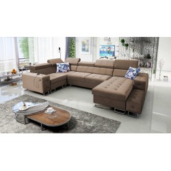 Fusion IV corner sofa with quilted seat, sleeping function, and USB port | Velvet | Hydrophobic, Magic Velvet 2299
