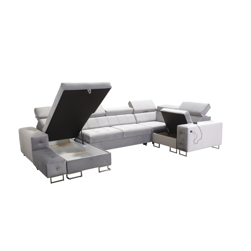 Sofá esquinero Fusion IV con asiento acolchado, función de cama y puerto USB | Terciopelo | Hidrofóbico, Magic Velvet 2219 Sofá esquinero Fusion IV con asiento acolchado, función de cama y puerto USB | Terciopelo | Hidrofóbico, Magic Velvet 2219