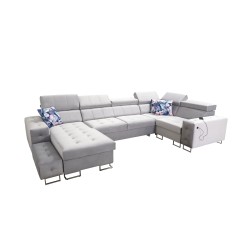 Fusion IV corner sofa with quilted seat, sleeping function, and USB port | Velvet | Hydrophobic, Magic Velvet 2282