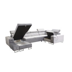 Fusion IV corner sofa with quilted seat, sleeping function, and USB port | Velvet | Hydrophobic, Magic Velvet 2282