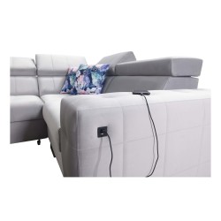 Fusion IV corner sofa with quilted seat, sleeping function, and USB port | Velvet | Hydrophobic, Magic Velvet 2282