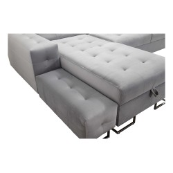 Fusion IV corner sofa with quilted seat, sleeping function, and USB port | Velvet | Hydrophobic, Magic Velvet 2282
