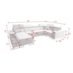 Fusion IV corner sofa with quilted seat, sleeping function, and USB port | Velvet | Hydrophobic, Magic Velvet 2282