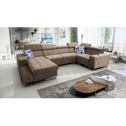 Fusion IV corner sofa with quilted seat, sleeping function, and USB port | Velvet | Hydrophobic, Magic Velvet 2299