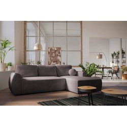 Ecksofa Nilo mit Schlaffunktion und USB-Anschluss in Samtstoff, Wave 10 - Komfort und Stil in einem