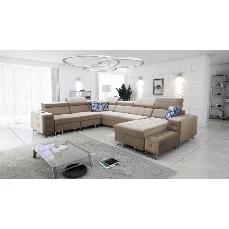 Fusion VIII corner sofa with quilted seat and sleeping function | High-quality furniture