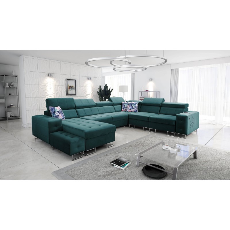 Fusion VIII corner sofa with quilted seat and sleeping function | High-quality furniture