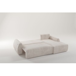 Nilo corner sofa with sleeping function and USB port in Velvet fabric, Wave 1 - Comfort and style in one Nilo corner sofa with sleeping function and USB port in Velvet fabric, Wave 1 - Comfort and style in one