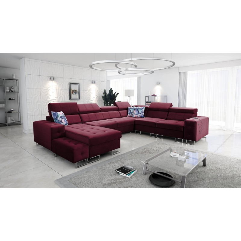Fusion VIII corner sofa with quilted seat and sleeping function | High-quality furniture
