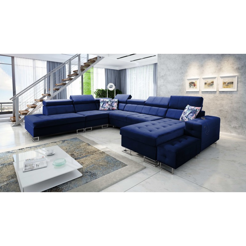 Narożnik Fusion X z funkcją spania w tkaninie Welur | Hydrofobowa, Magic Velvet 2216 | Idealny do Twojego salonu