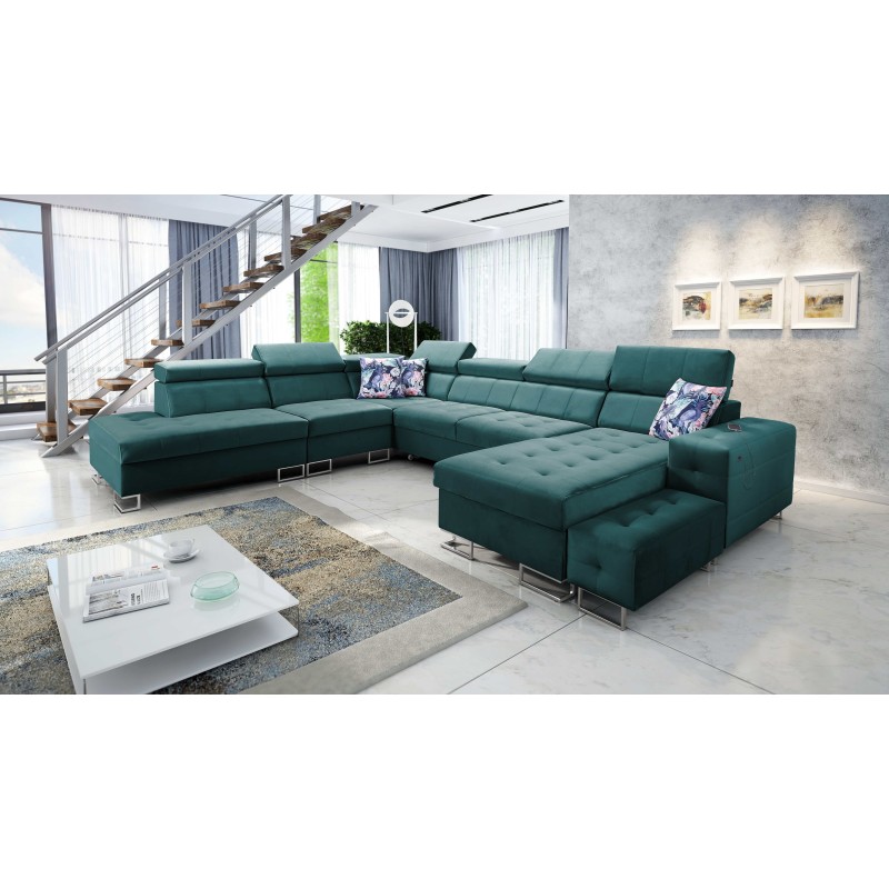 Narożnik Fusion X z funkcją spania w tkaninie Welur | Hydrofobowa, Magic Velvet 2221 | Idealny do Twojego salonu