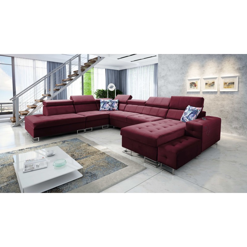 Fusion X corner sofa with sleeping function in Velvet fabric | Hydrophobic, Magic Velvet 2229 | Perfect for your living room