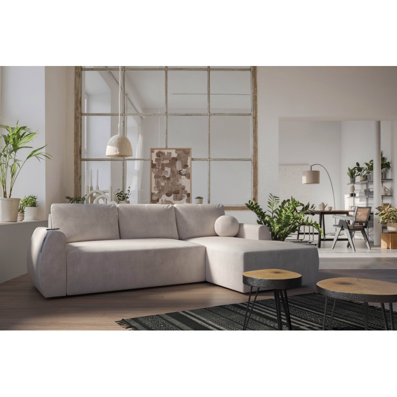 Nilo corner sofa with a sleeping function and USB port in Velvet fabric, Wave 2 - Comfort and style in one Nilo corner sofa with a sleeping function and USB port in Velvet fabric, Wave 2 - Comfort and style in one